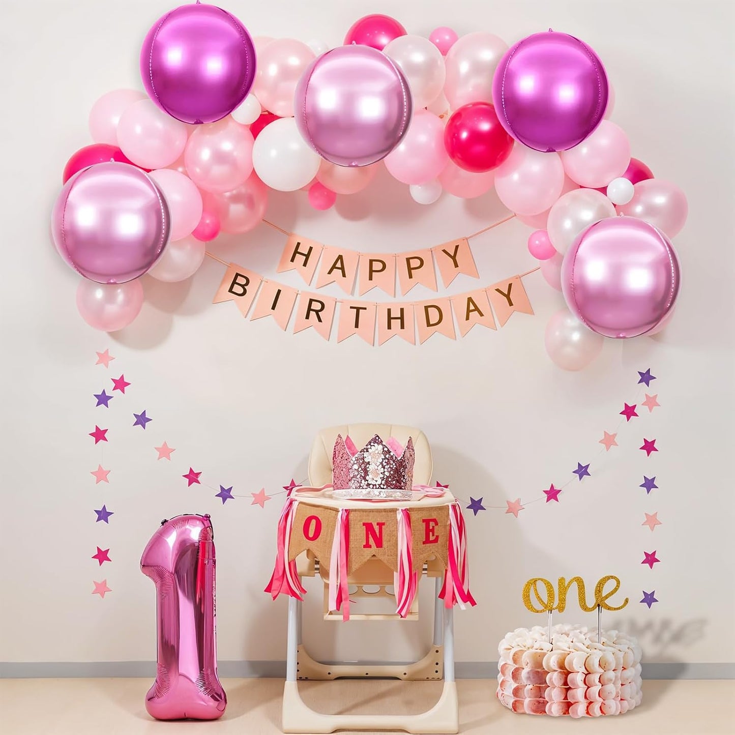 6Pcs Hot Pink and Pink Round Foil Balloons,Giant 4D Round Ball Balloons,22 Inch Metallic Pink Balloon for Birthday Wedding Graduation Prom Party Decorations