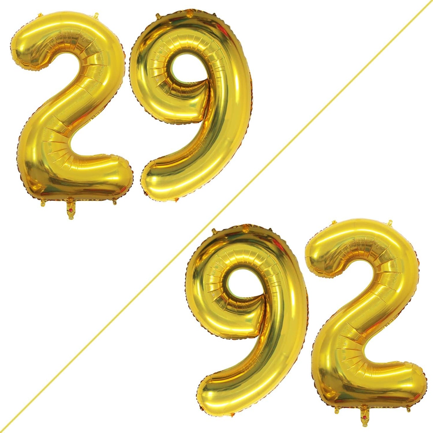 GOER Number 29 Balloons for 29th Birthday Party Decorations,42 Inch Jumbo Foil Helium 92 Balloons for 92nd Birthday Party Decoration (Gold)