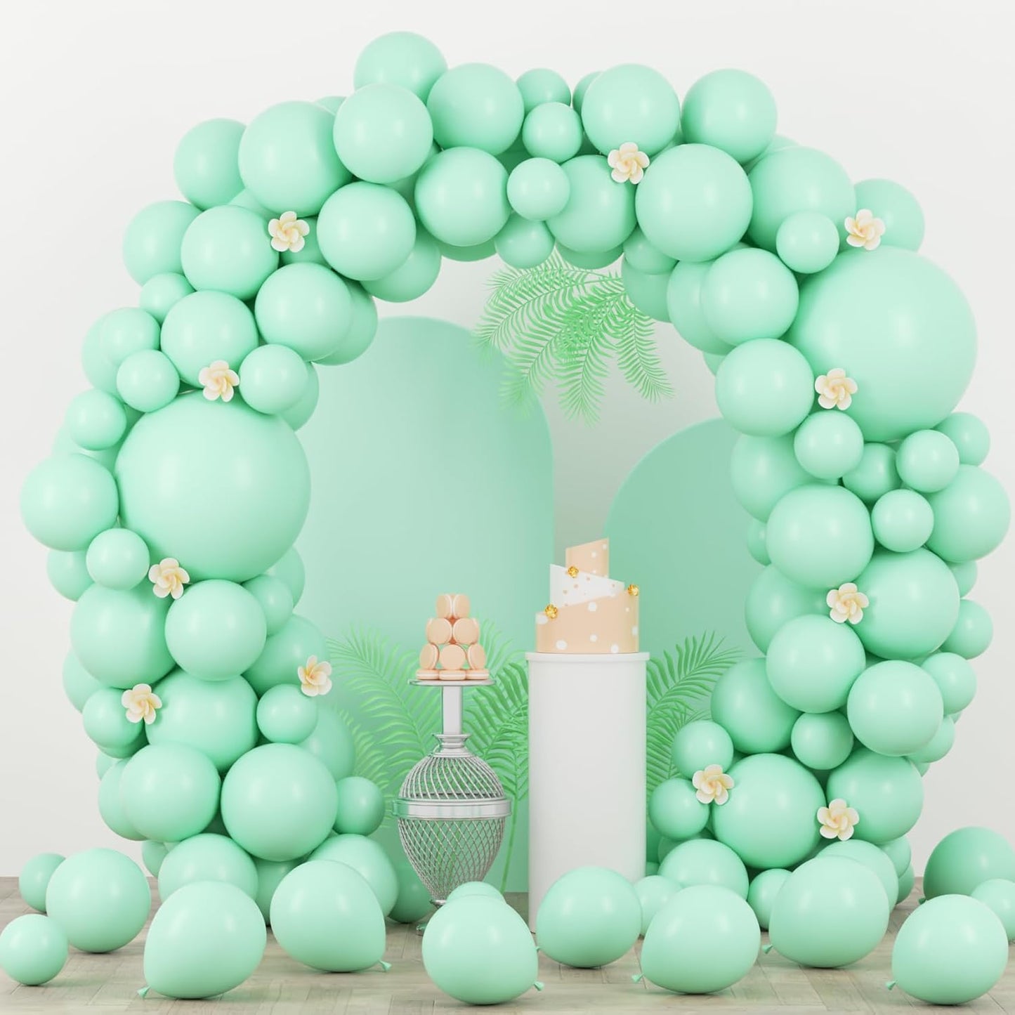 90pack Mint Green Balloons Different Size 18/12/10/5 Inch Pastel Green Balloon Garland Arch Kit for Baby Shower,Graduation, Wedding, Birthday, Gender Reveal, New Year Decorations