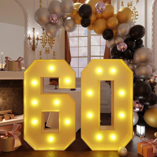 imprsv 3FT Marquee Light Up Numbers, Marquee Numbers 60th Birthday Decorations for Women Men, 60th Birthday Women Foam Board Anniversary Party Decorations Arch Kit (DIY)