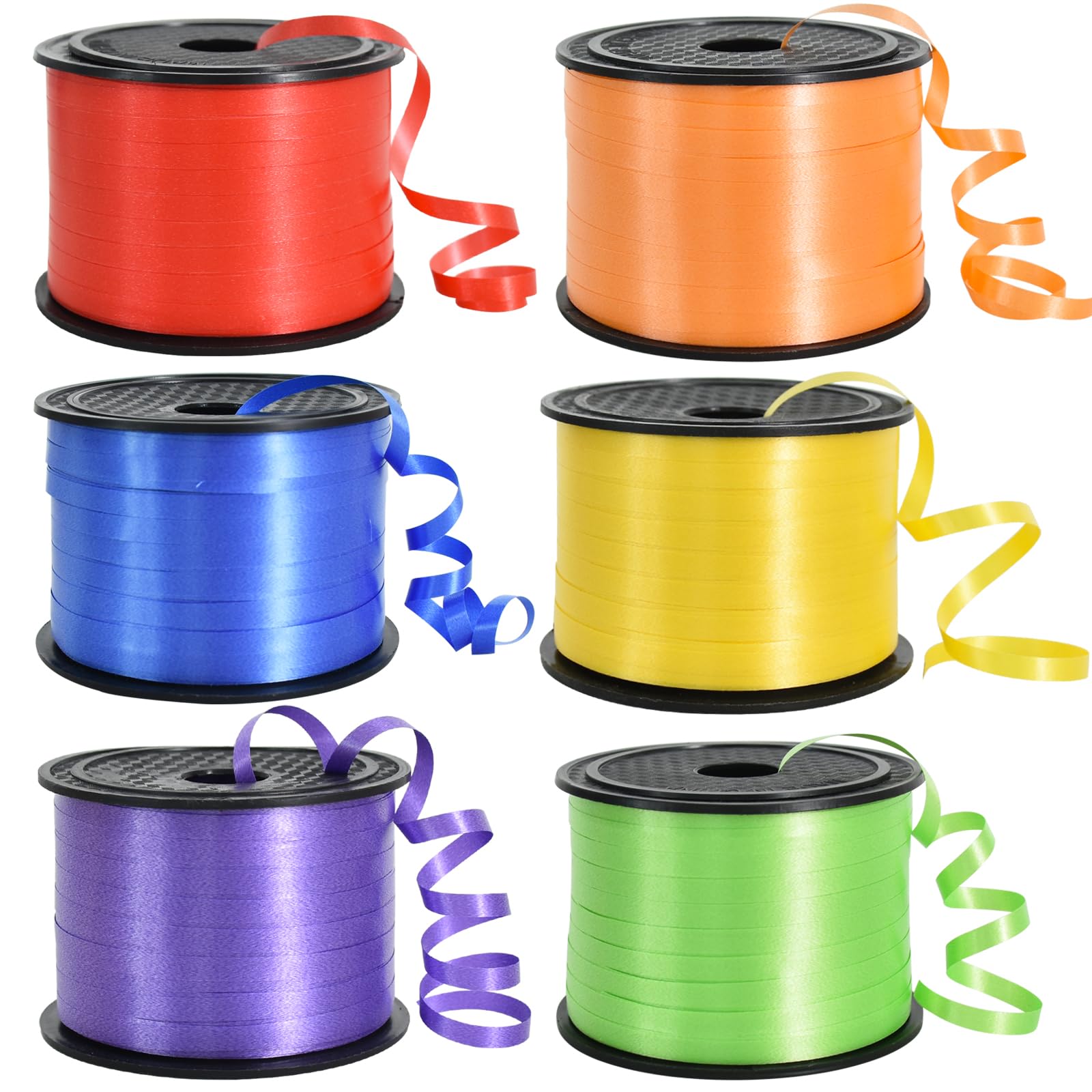 TONIFUL Rainbow Curling Ribbon-6 Assorted Colors Balloon Curling Ribbons Set-600 Yards Balloon