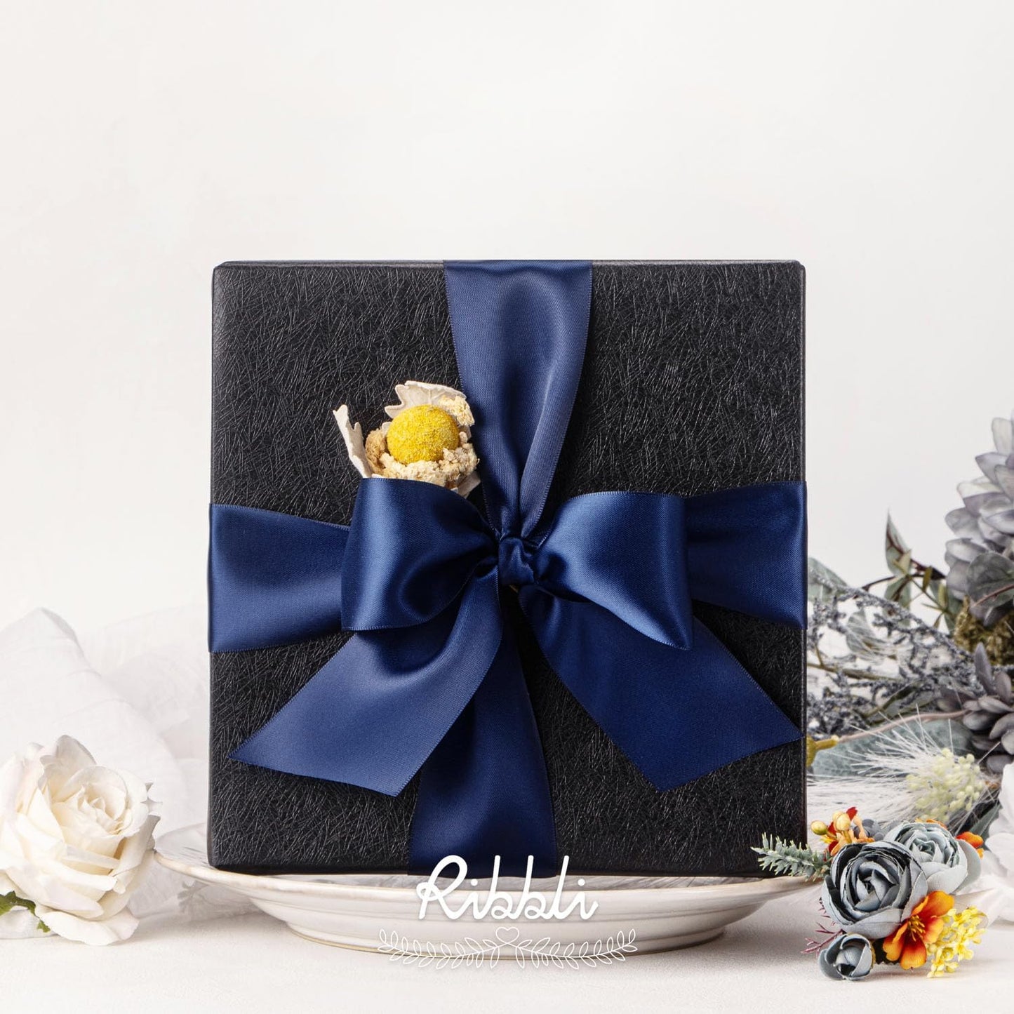 Ribbli Navy Double Faced Satin Ribbon, 2” x Continuous 10 Yards,Use for Bows Bouquet,Gift Wrapping,Floral Arrangement,Wedding Decoration