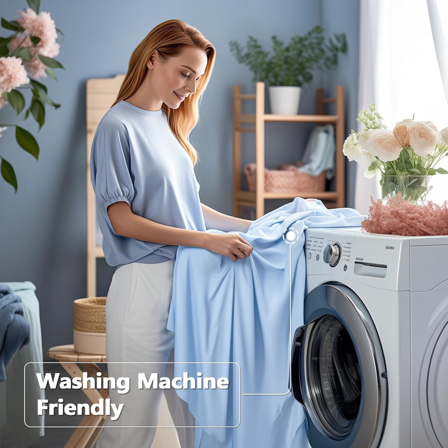 2 Pack Baby Blue Spandex Table Clothes for 6 Foot Rectangle Tables, 6FT Wrinkle Free Fitted Tablecloths Ruffles Design Table Cover for Party, Banquet, Wedding and Events