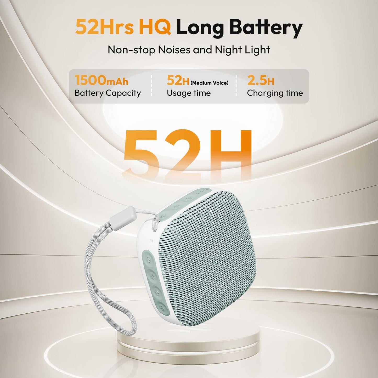 Portable Sound Machine for Travel, White Noise Sound Machine for Sleeping, 52-Hour Lasting Mini Noise Machine with 21 Quality Non-looping Sounds, Headphone Jack, Memory, Timer for Adults,Hotel(Green