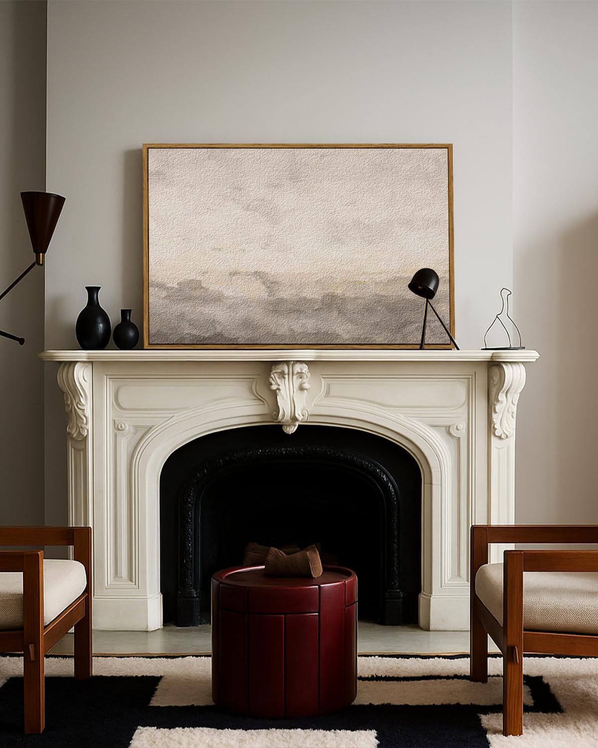 ARPEOTCY Large Framed Canvas Wall Art, 24x36 Inch, Modern Minimalist Abstract Art Prints, Contemporary Neutral Beige Decor for Living Room Hallway Bedroom Fireplace, Sandstone Textured Decor