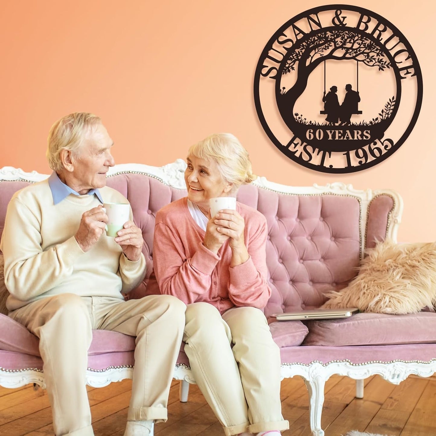 Personalized Wedding Anniversary Sign Gifts,Custom 50th 40th 65th 60th 25th 20th 10th 5th 70th Anniversary Metal Sign,Wedding Gifts for Couples,House Warming Gifts New Home,Custom Name Sign