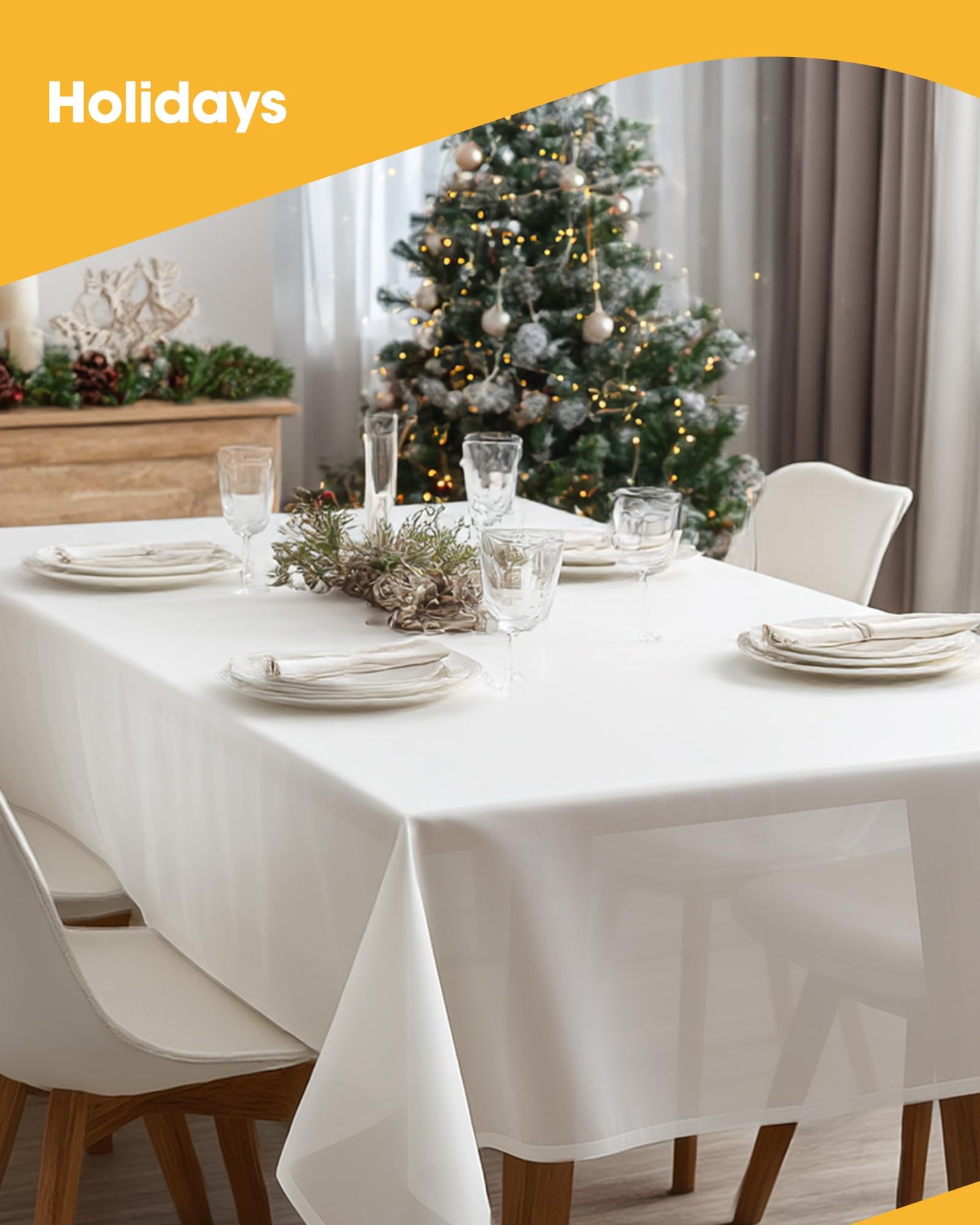 Niuara White Plastic Table Cloth - 4 Pack 54" × 108" Rectangle Disposable Tablecloths for 6FT