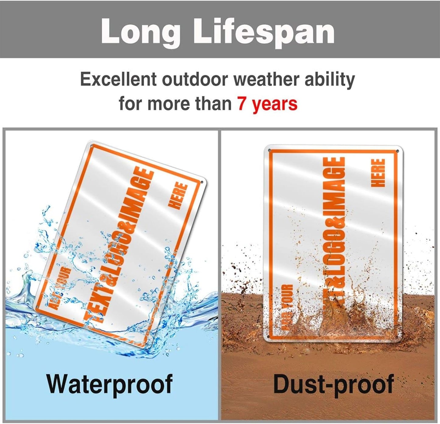 Custom Signs Outdoor Metal - 12 x 8 Customized Personalized Aluminum Signs for Office, Home, Business, Decor, Custom Rust-Proof Sign (Orange Text Box)