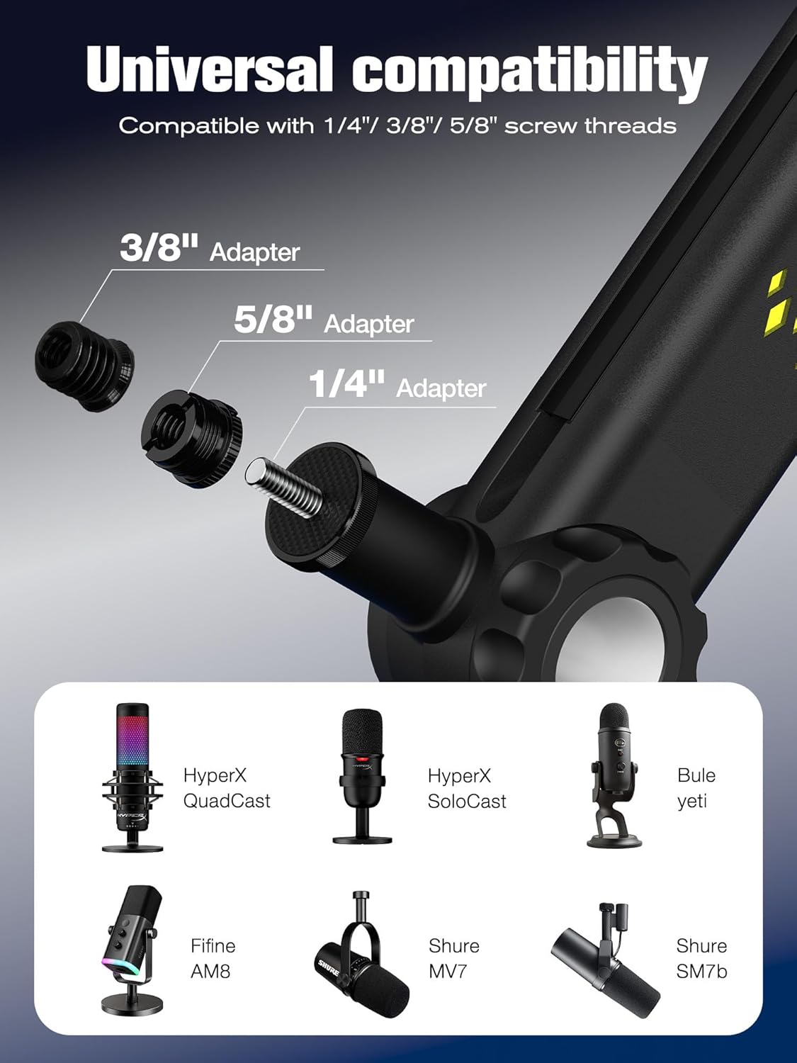 SUNMON RGB Mic Arm ??Adjustable Boom Arm with Rhythm RGB Lighting for Blue Yeti, HyperX QuadCast, Rode, Fifine AM8, and More ??Perfect for Podcasting, Streaming, and Gaming