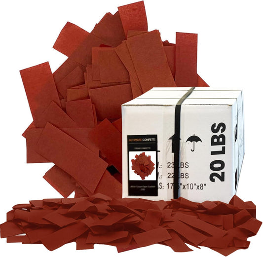 Maroon Biodegradable Confetti - Rectangular Flame-Resistant and Slow-Falling Tissue Paper Confetti for Cannon and Launcher use – Best for Parties Celebrations - 20 lb, 320 oz