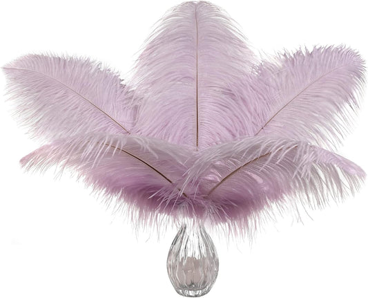 Ballinger Light Purple Ostrich Feathers - 24Pcs 10-12inch Lavender Feathers for Party Centerpieces,Flower Arrangement and Home Decor