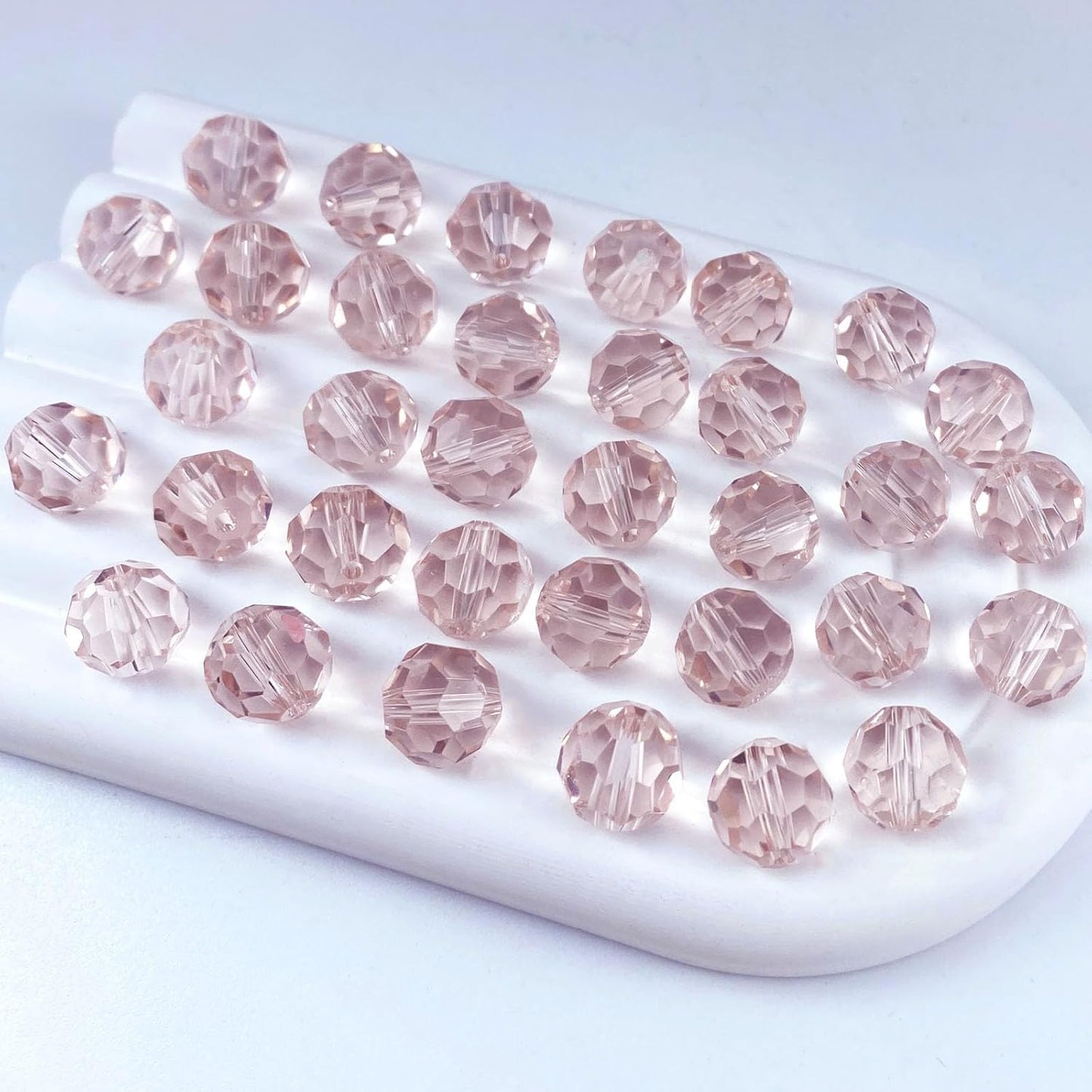 100 PCS 8mm Crystal Glass Beads Round Multiple Faceted Loose Spacer Glass Beads for DIY Handcrafte Bracelet Necklace Earring Jewelry Making(Pink)