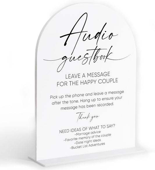 Audio Guest Book Sign, White Arch Acrylic Wedding Sign, Audio Guest Book Wedding Phone, Bridal Shower Decor, Engagement Party Decor, Centerpiece Table Decorations Party for Bride and Groom-19