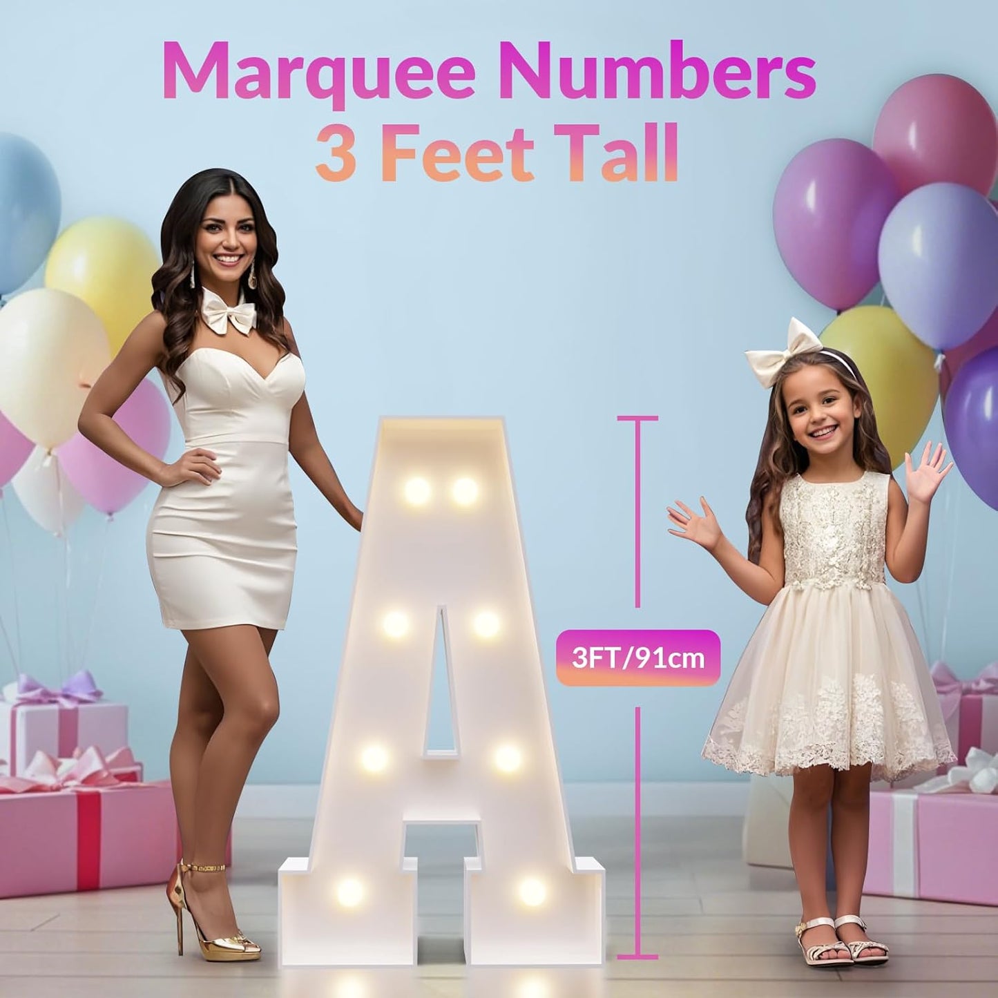 JoyMuse Marquee Letters 3 Feet Tall, Light Up Letters 3FT with Lights, Large Letters for Party, Letter K Light Up Letters for Baby Shower Wedding Proposal Graduation Birthday Decorations