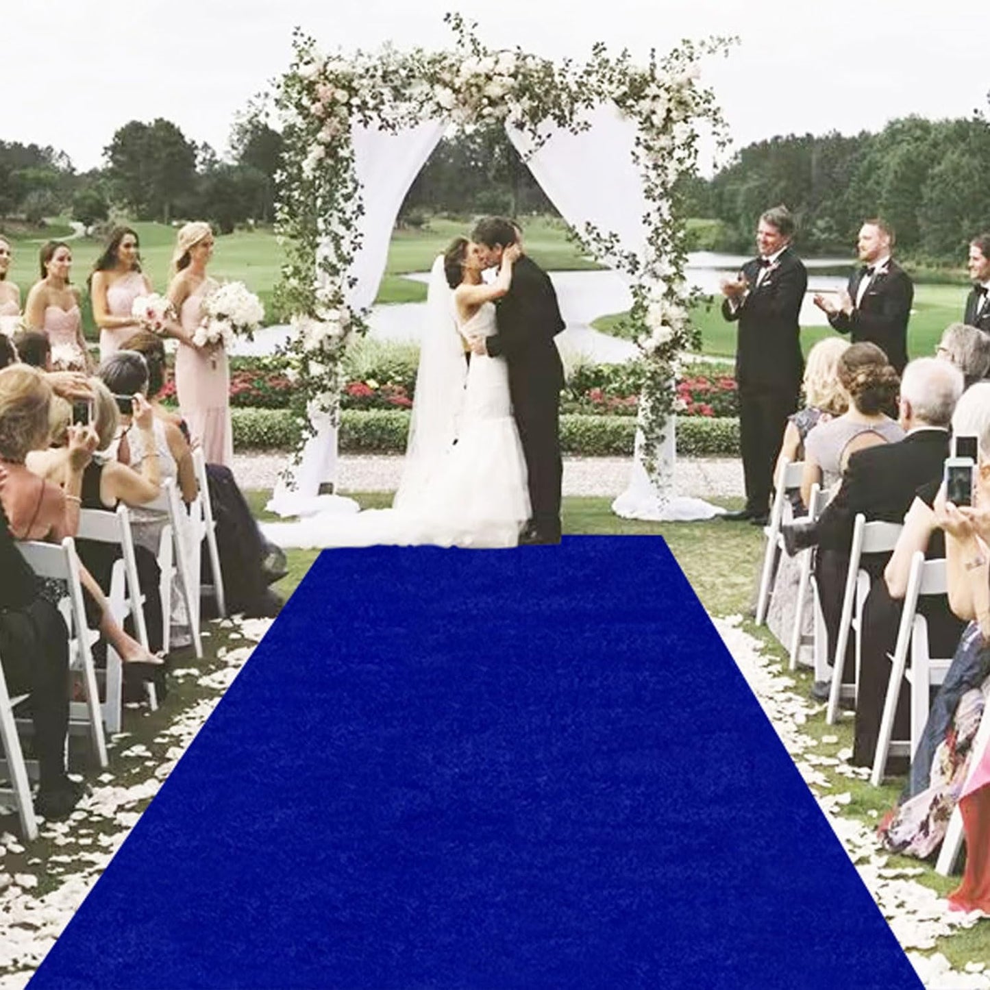 MODFUNS Royal Blue Aisle Runner Wedding Runner Aisle 4x25ft Velvet Fabric Carpet Runner for Party Aisle Rug with Carpet Tape Wedding Carpet Runway for Ceremony Banquet Celebration