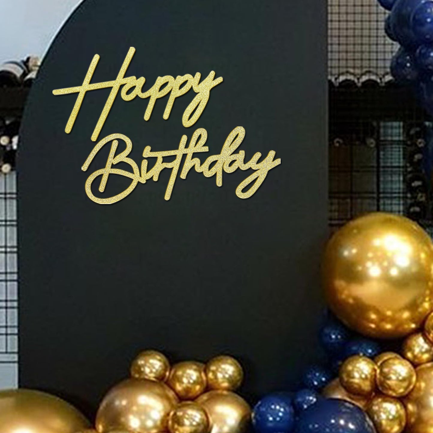 MASTRON Happy Birthday Sign for Backdrop - Glitter Felt Happy Birthday Letter Sign for Balloon Arch