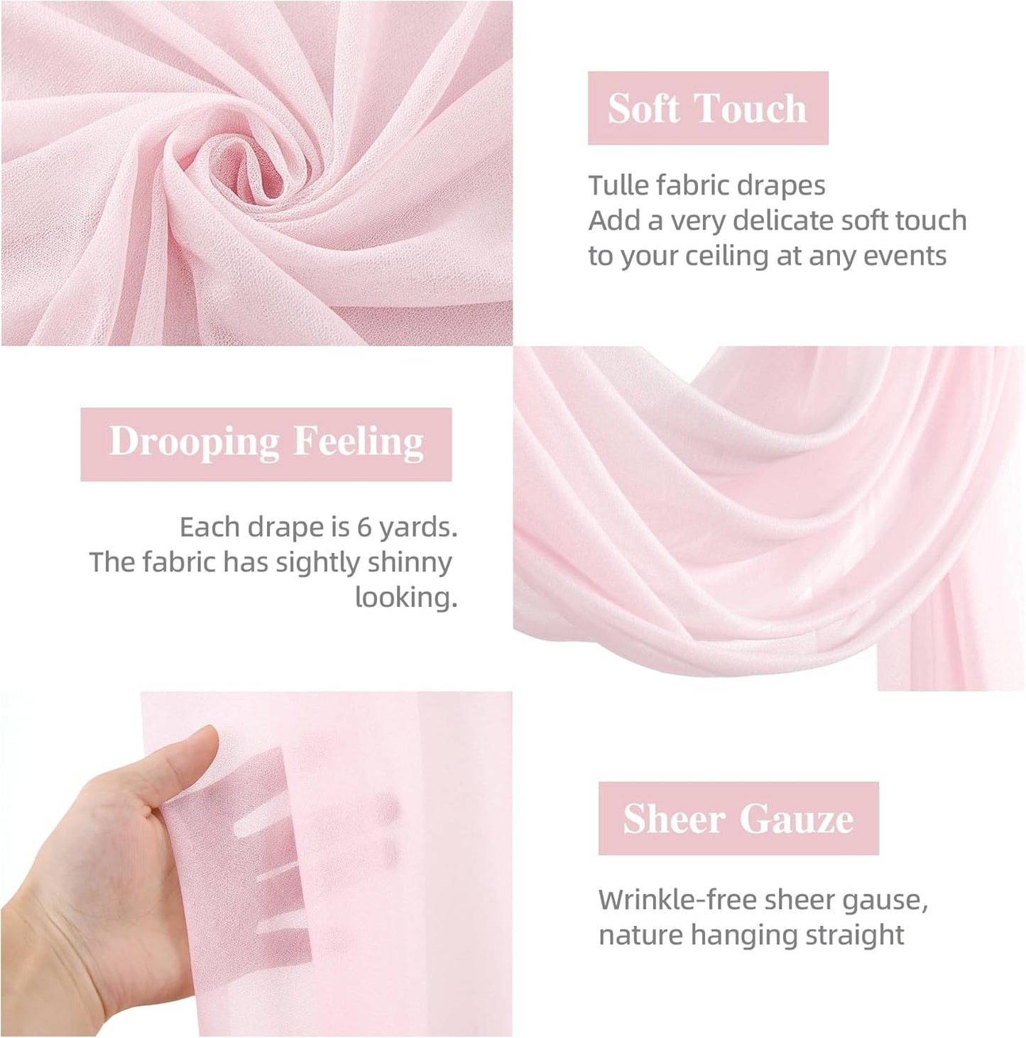 Wedding Arch Draping Fabric, 1 Panel 28" x 19Ft Blush Arch Drapes Sheer Backdrop Curtain for Wedding Ceremony Party Ceiling Decor