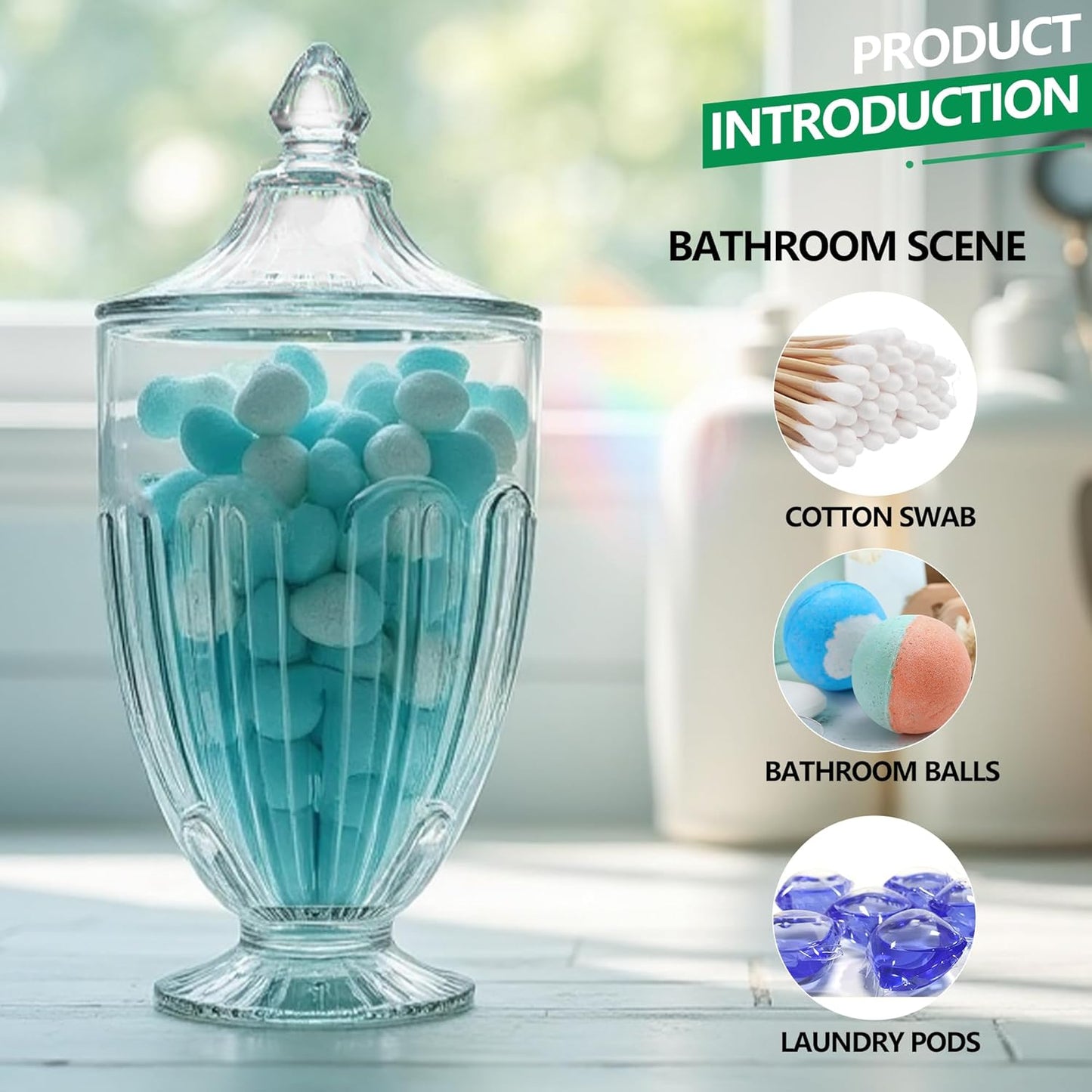 26oz Glass Decorative Candy Jars Clear Cookie Jar Storage Jar with Lid for Candy Buffet Wedding Decor Bathroom Storage Table Centerpiece