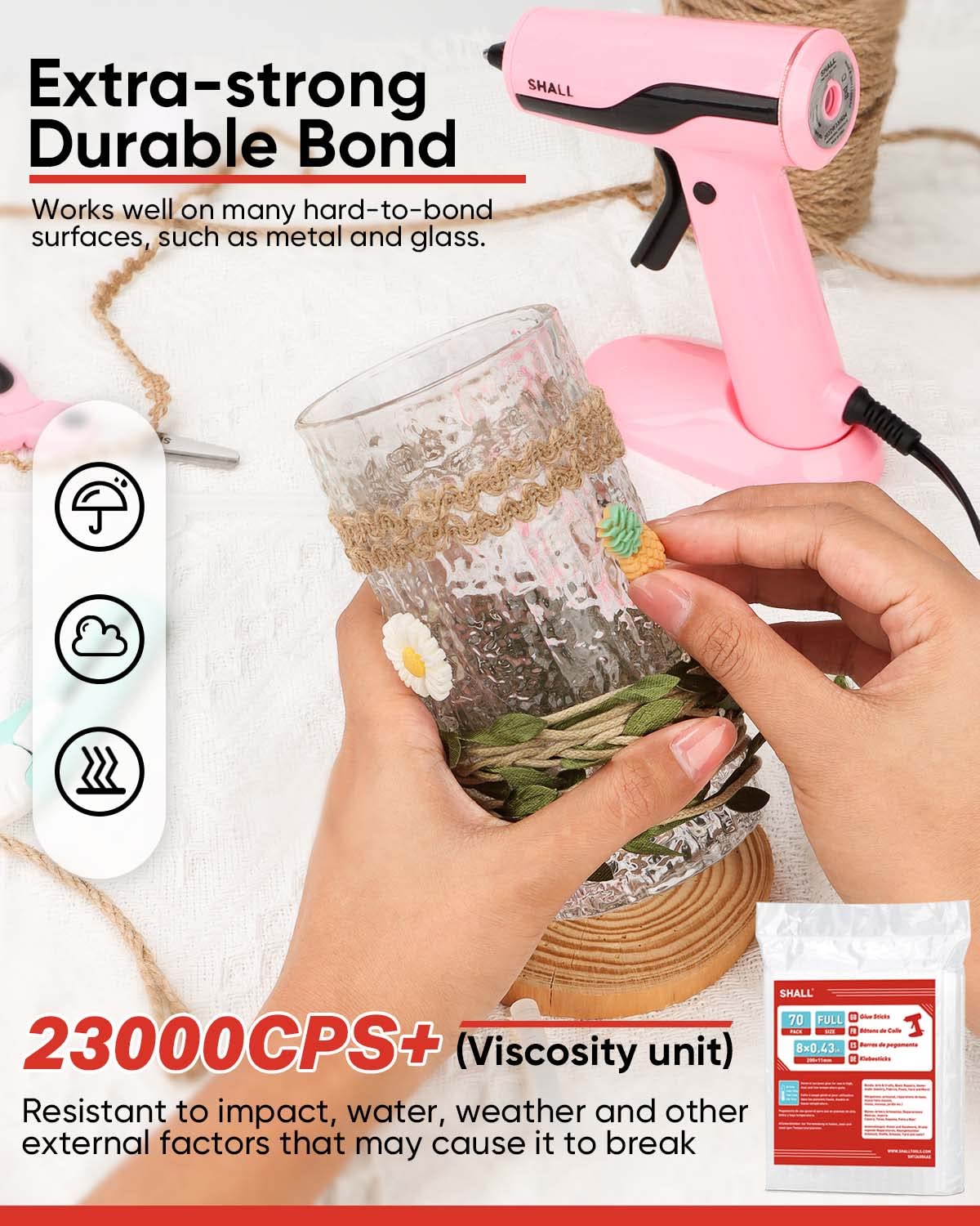 SHALL Full Size Hot Glue Sticks, 0.43??Dia x 8??Long, 70-Pack Clear Hot Melt Glue Gun Sticks for All-Temp Glue Guns, Multipurpose for Kids Adults DIY Art Craft Sealing Repairing Festival Decoration