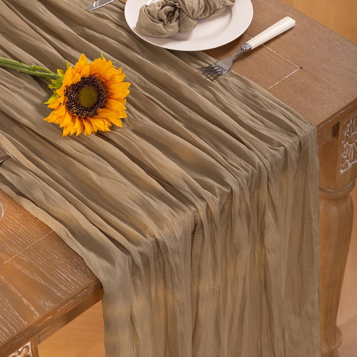 Nude Cheesecloth Table Runner 10 Pack Fall Table Runners Boho Gauze 120 Inches Coffee Cheese Cloth Fall Table Decorations for Thanksgiving Wedding Bridal Baby Shower Tea Party Decor