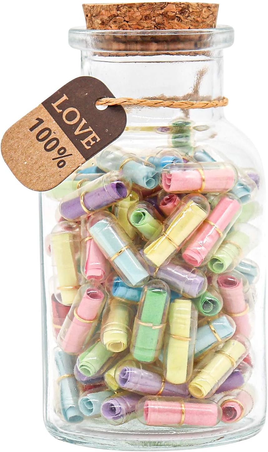 Capsule Letters Message in a Bottle - Cute Things Gifts for Boyfriend/Girlfriend - Love Letter for Anniversary, Birthday,Valentines Day, Mother's Day Gift (Mixed Color 100pcs)