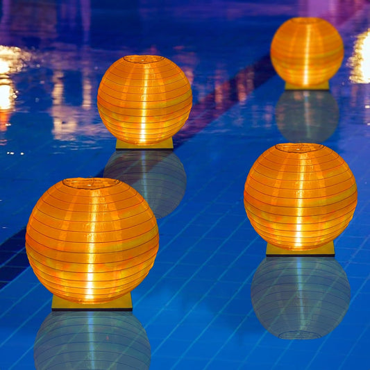 Floating Lanterns LED Pool Lights,IP68 Waterproof Pool Lights That Float ,13 Color Changes by Remote Control for Pool Decor,Outdoor Party,Wedding (4Pcs-10 inches)