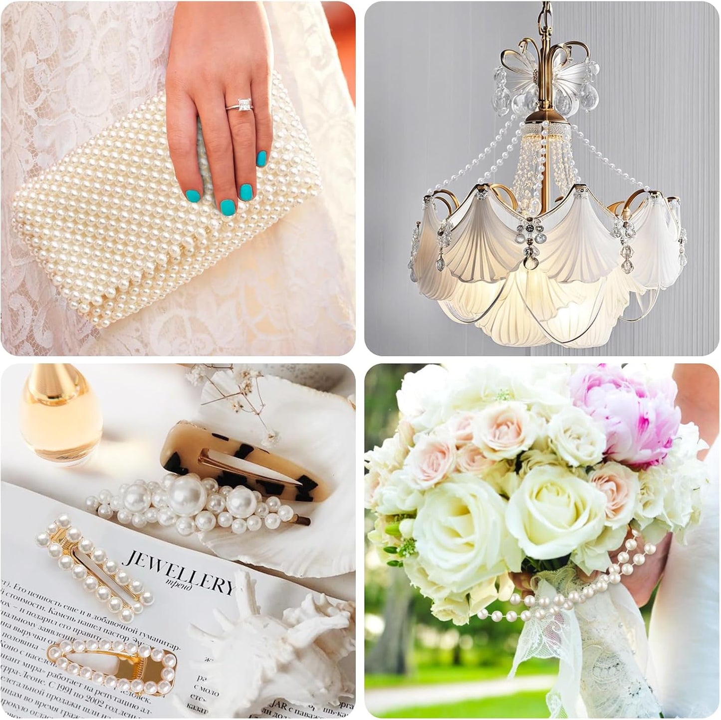 ZPEXRV164 Feet Faux Pearl Beads Garland 3mm Craft String Pearls for Wedding Centerpiece Christmas Tree and Flowers Decoration DIY(White)