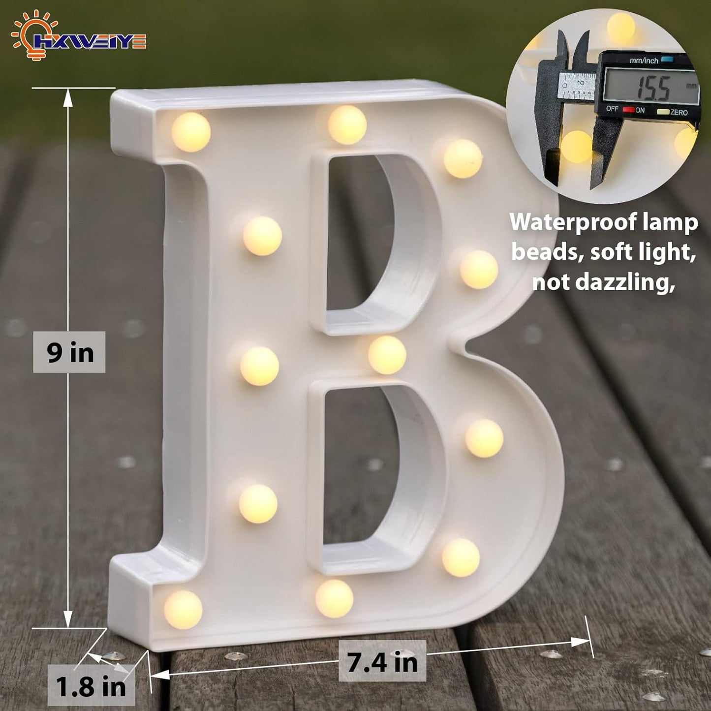 LED Marquee Letters Lights Sign-B, HXWEIYE Led Letters Lights 26 Alphabet, Light Up Number 0-9 Letters Sign for Party Home Birthday Anniversary Battery Powered Lighted Letters(Warm White)