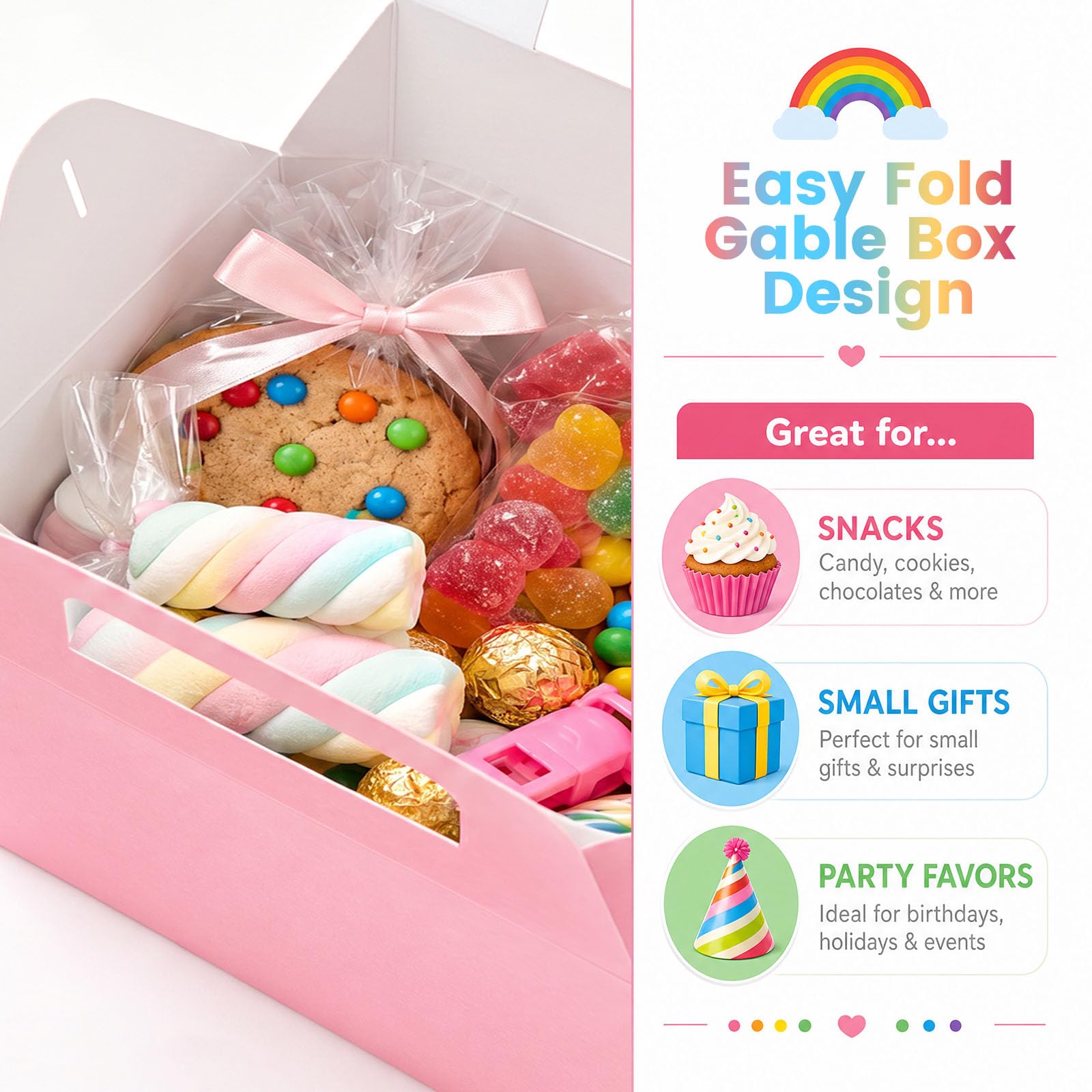 VGOODALL Gable Treat Boxes 16 Pack, 8 Assorted Colors