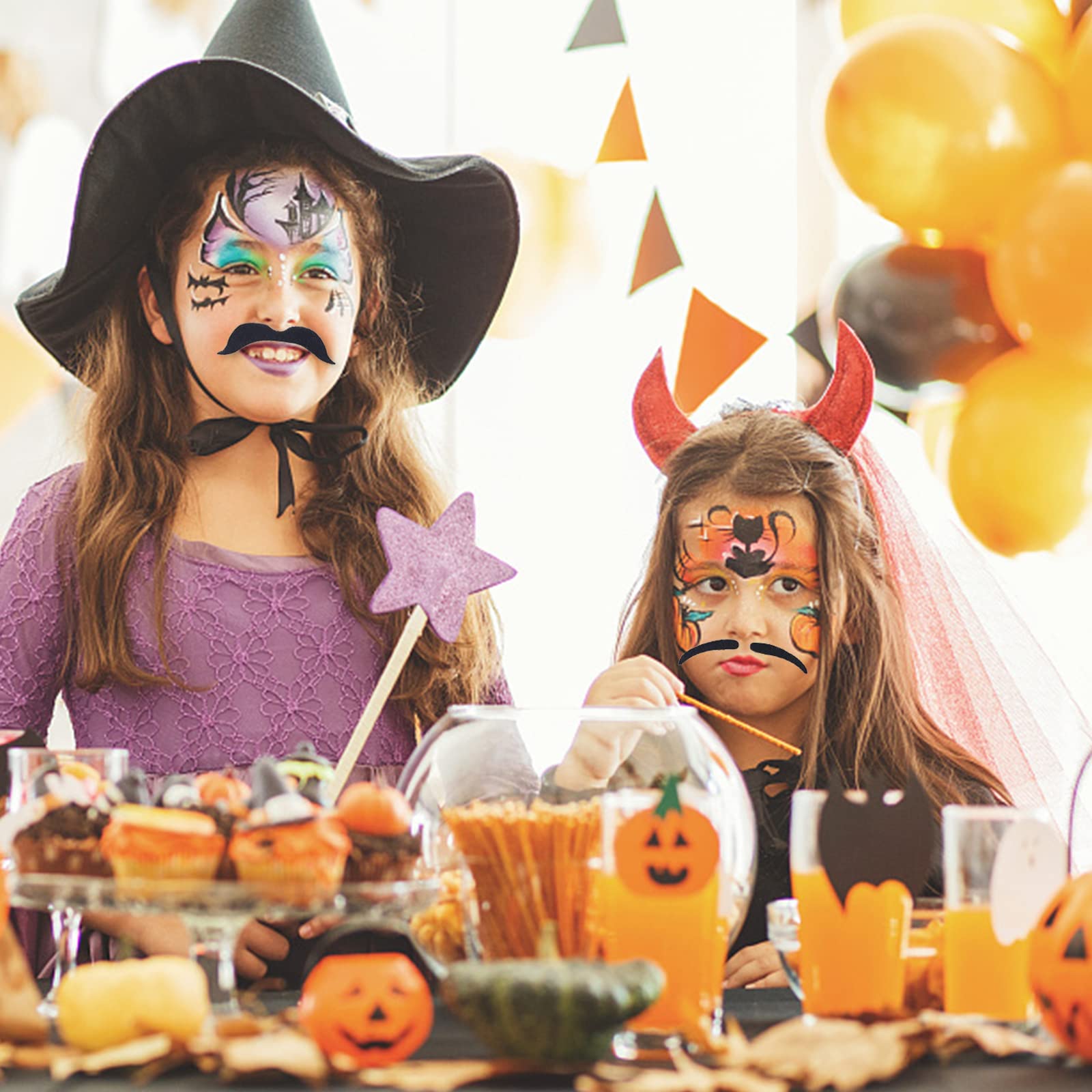 KICNIC 60 Pcs Fake Mustaches Self Adhesive, 20 Designs for Costume Party