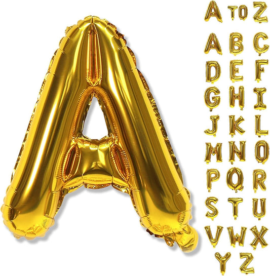 Letter Balloons Gold, 40 Inch Alphabet Name Balloons, Large Mylar Self Inflating Custom Balloon Letters A Decor, Helium Foil Customize Letter Balloons for Men Women Birthday Party Decorations Supplies