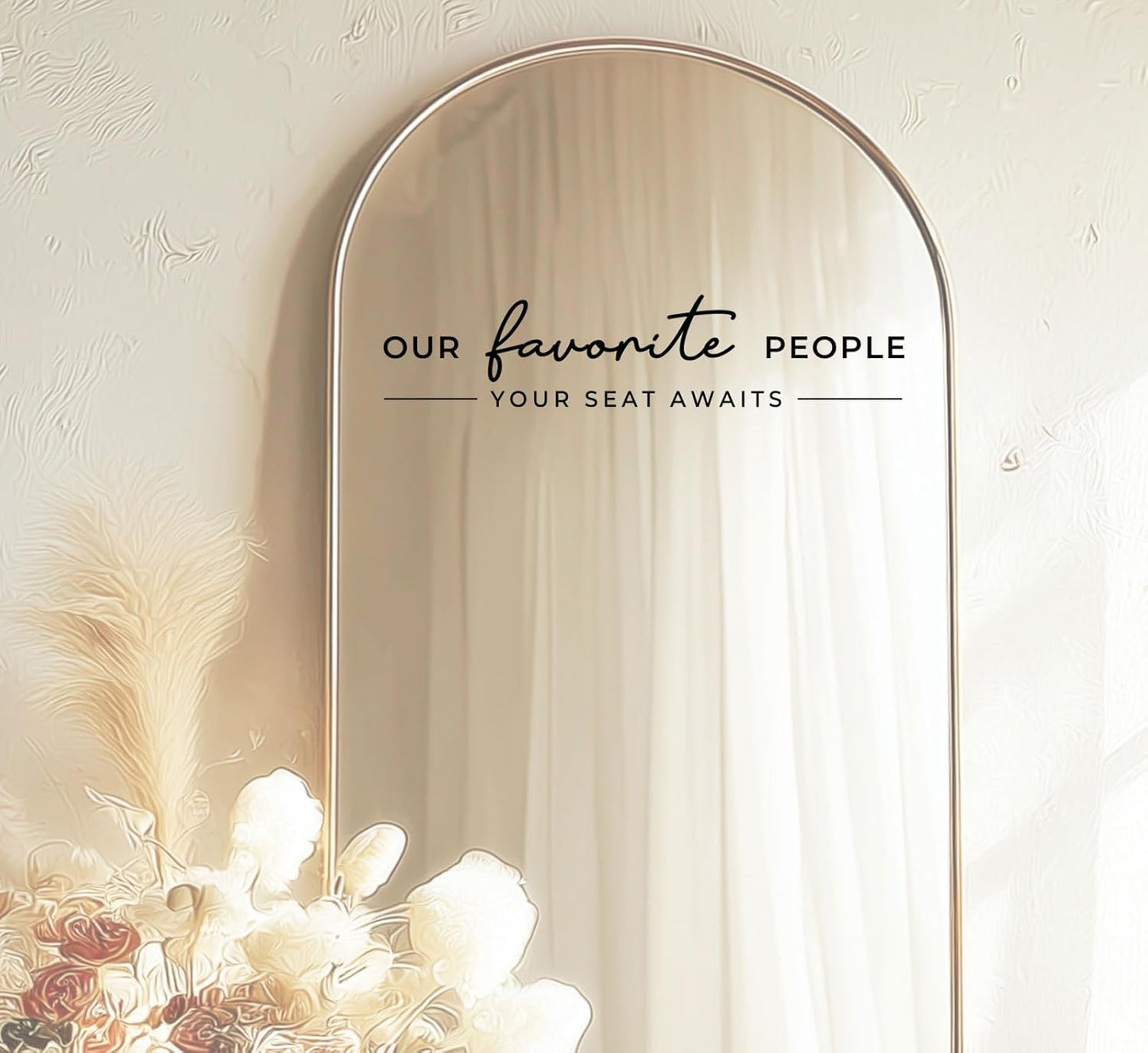 Our Favorite People Vinyl Decal, Please Find Your Seat Sign for Wedding Reception Wedding Vinyl Decal Seating Chart Sticker for Mirror, Your Seat Awaits (Black, Width 17 inch)