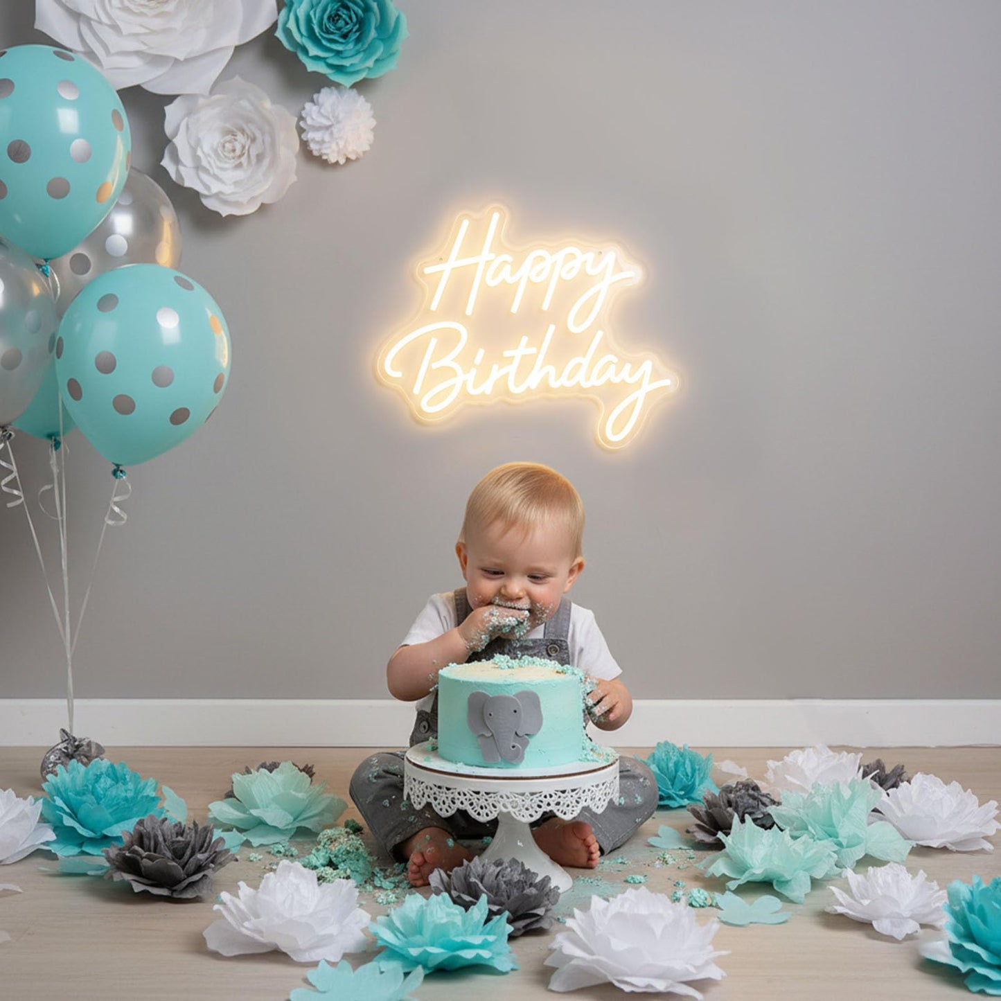 Happy Birthday LED Neon Sign for All Birthday Party Decoration Backdrop