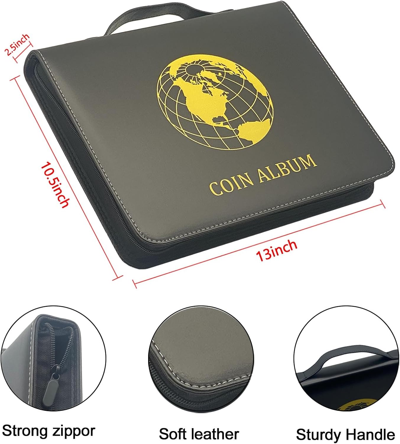 321 Pockets Fireproof Coin Collection Holder Album Book for Collectors, 312 Pockets Coins Collecting Album and 9 Sleeves Paper Money Coins Collecting Album for Coin Currency Collection Supplies, Stamp