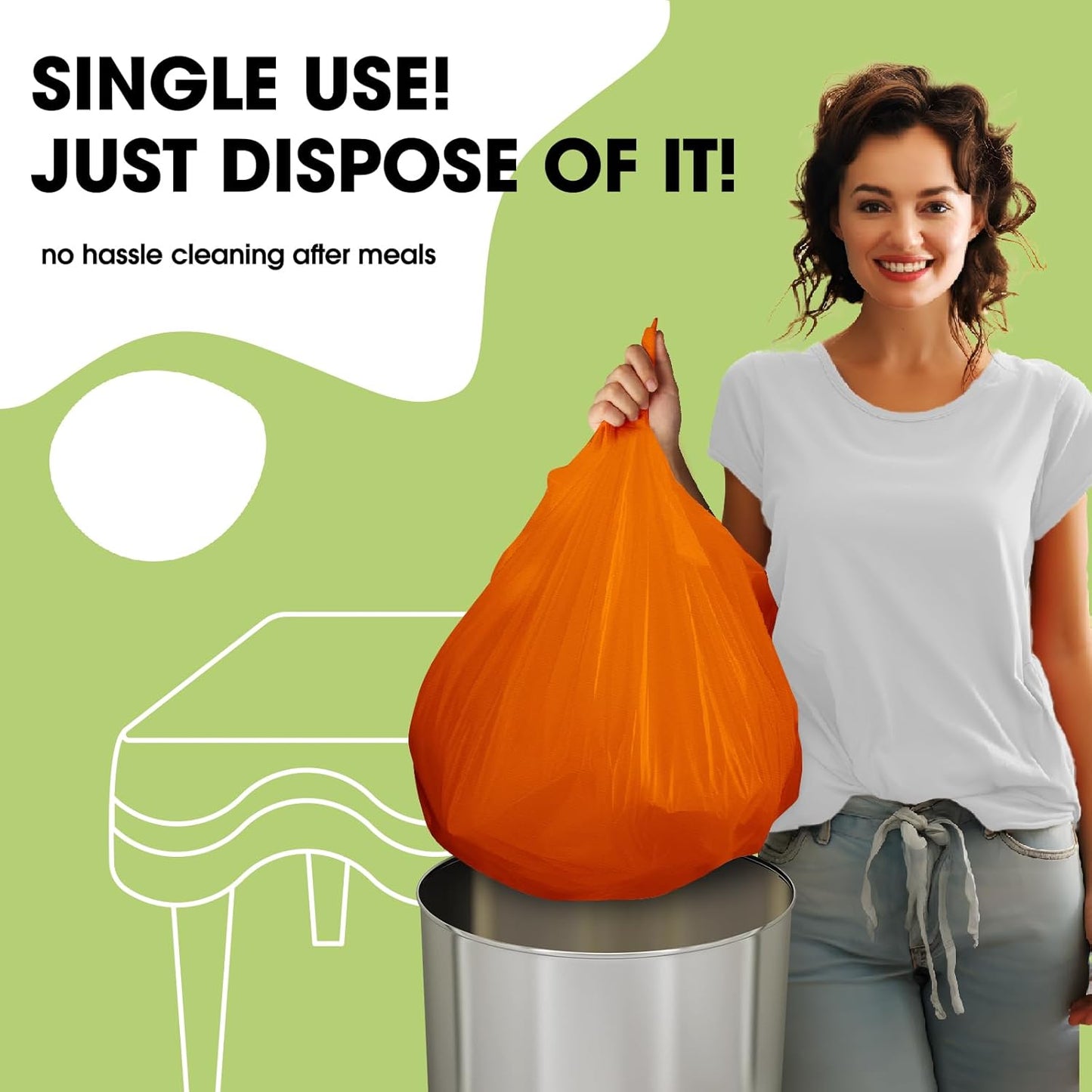 Pureegg Plastic Table Cloth Disposable 10 Pack, 84'' Round Table Cloths, Halloween Party, Thanksgiving Decorations, Harvest, Fall Tablecloths, Round Tables, Leakproof & Sturdy, Orange