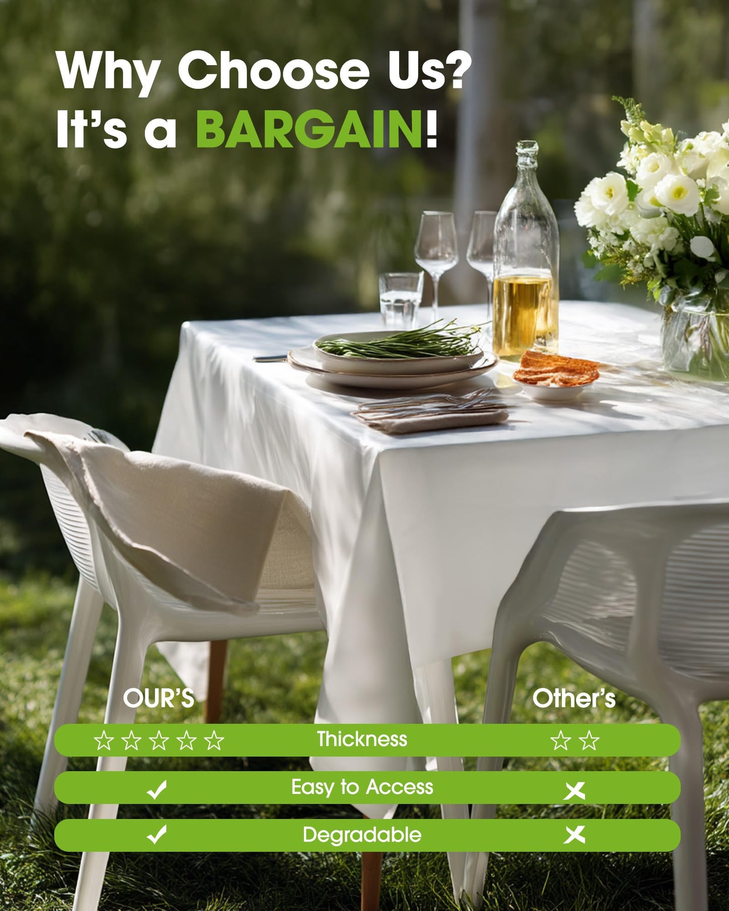 Pureegg Plastic Table Cloth Disposable 12 Pack, 54 x 108 Inch Table Cloths, Party, Picnic, Wedding
