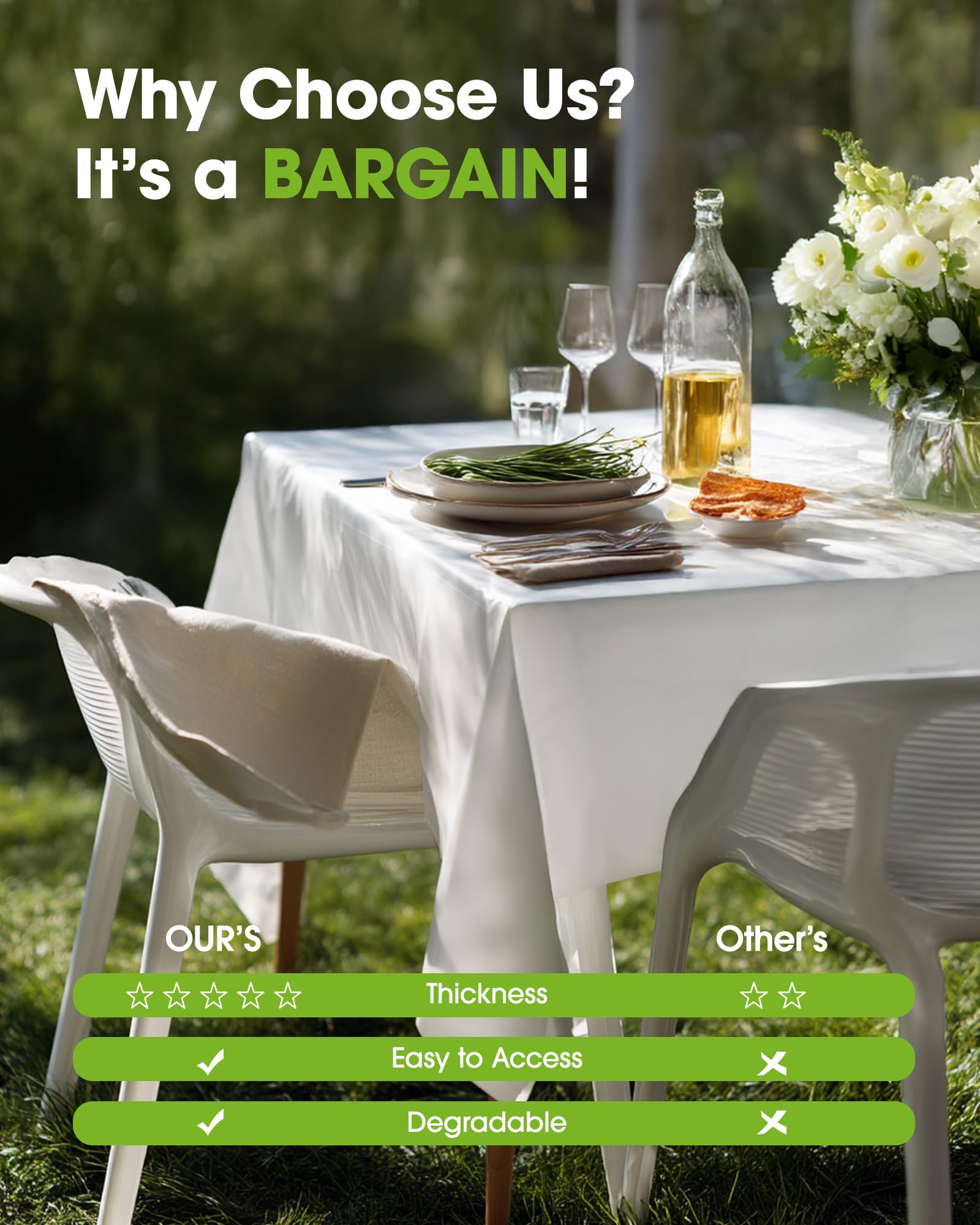 Pureegg Plastic Table Cloth Disposable 12 Pack, 54 x 108 Inch Table Cloths, Party, Picnic, Wedding