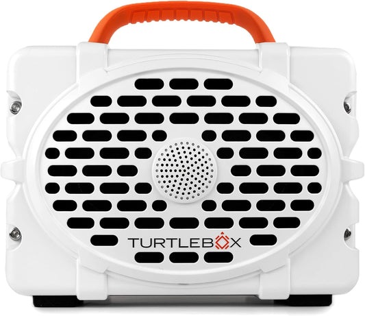 Turtlebox Original Gen 3: Portable Outdoor Bluetooth Speaker – Ultra-Loud (120dB), Waterproof (IP67), Rugged, Impact-Resistant, 3-Day Battery | Party Mode: Unlimited Pairing Stereo, White/Blaze Orange
