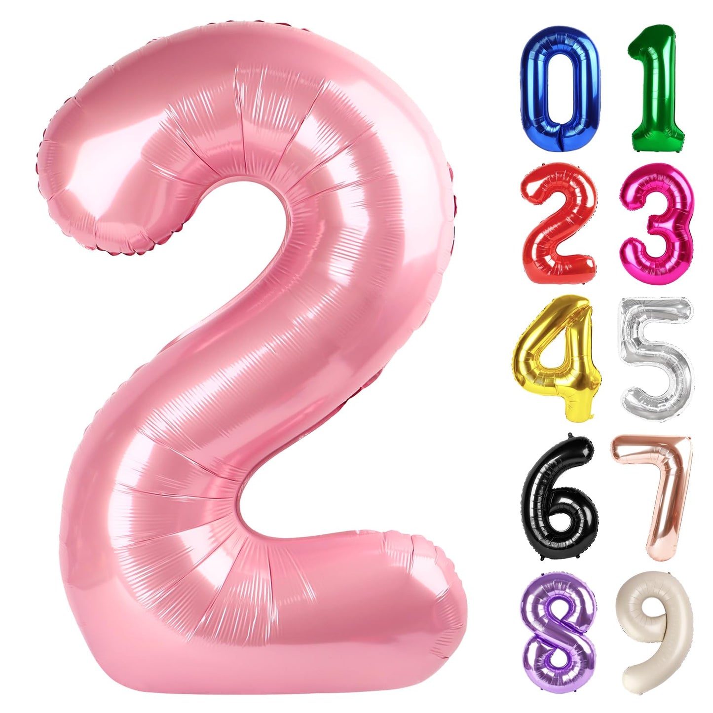 2 Balloon - Pastel Pink Birthday Number Balloons, 40 Inch Decorations