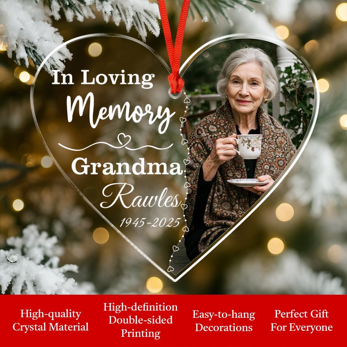 Personalized Memorial Glass Ornament 2025 – I Am Always with You Ornament, Custom Photo Memorial Christmas Ornament, Christmas|Birthday|Anniversary Keepsake for Loss of Loved One (M2)