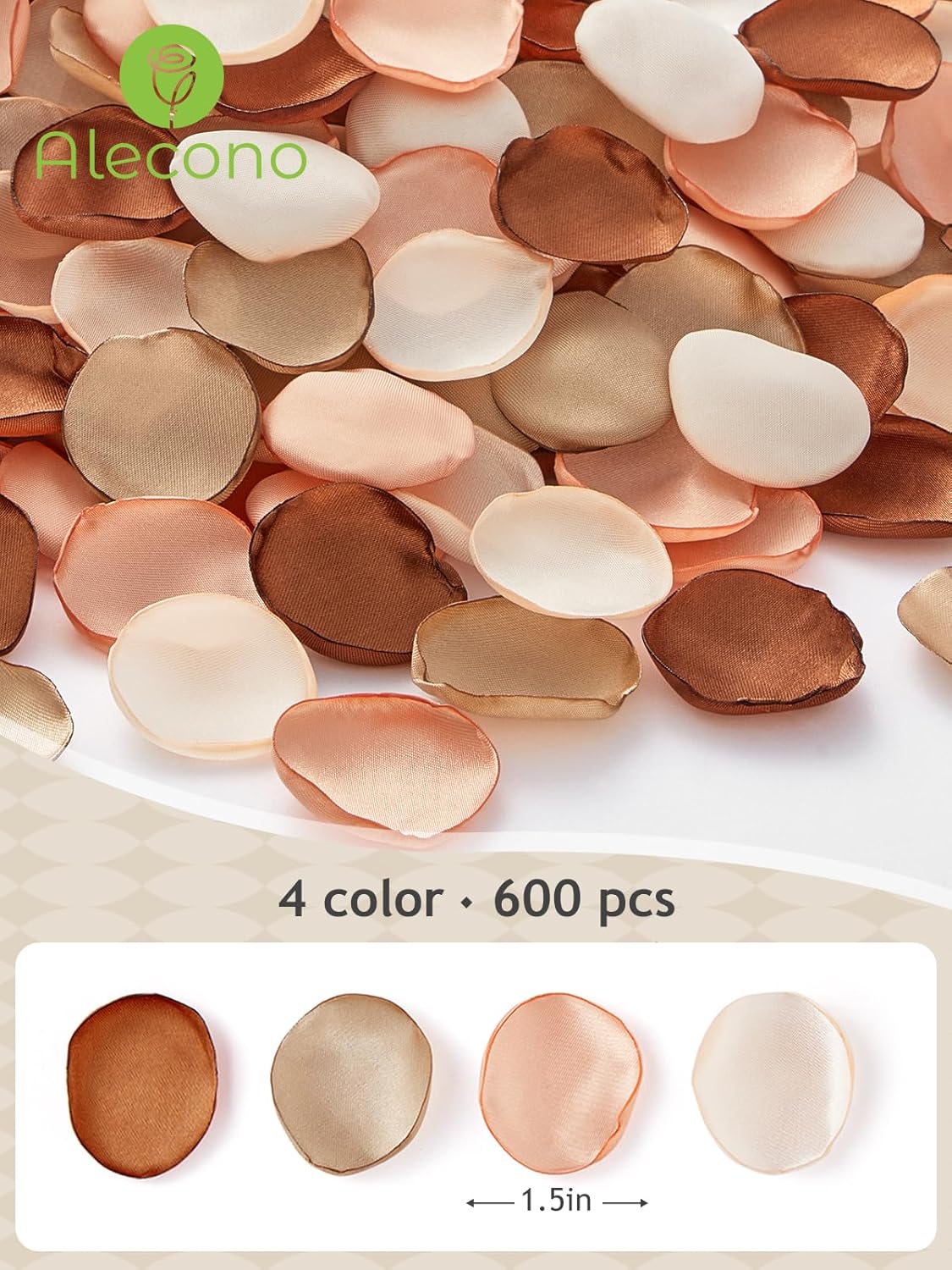Alecono 𝟲𝟬𝟬𝙋𝙘𝙨 Silk Rose Petals, Faux Rose Petals Orange Rose Petals for Wedding Proposal Flower Girl Baket, Artificial Brown Fake Rose Petals for Night Table Decoration