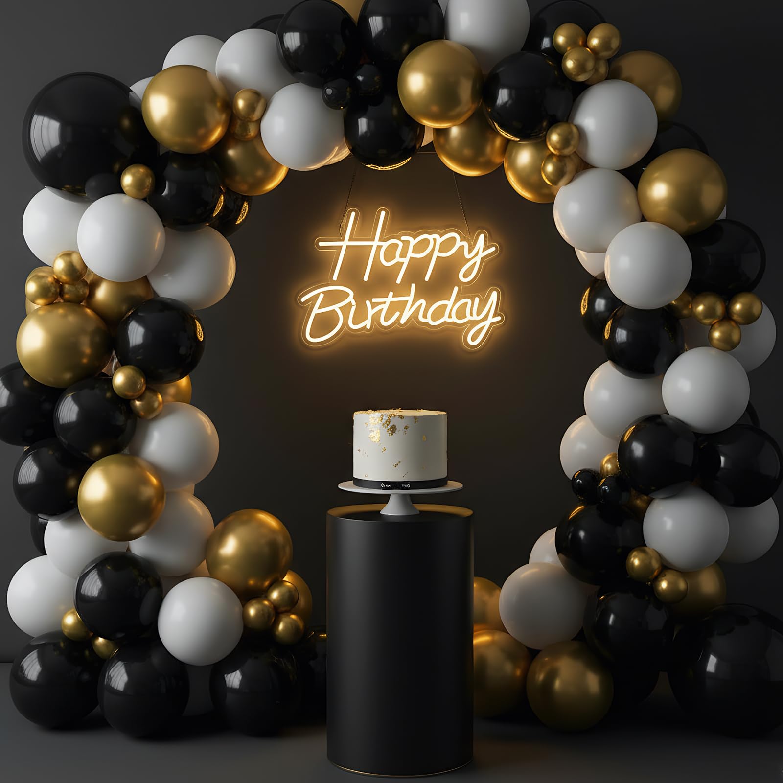 Happy Birthday Neon Sign for Backdrop, LED Happy Birthday Light Up Sign, USB Powered Dimmable Neon