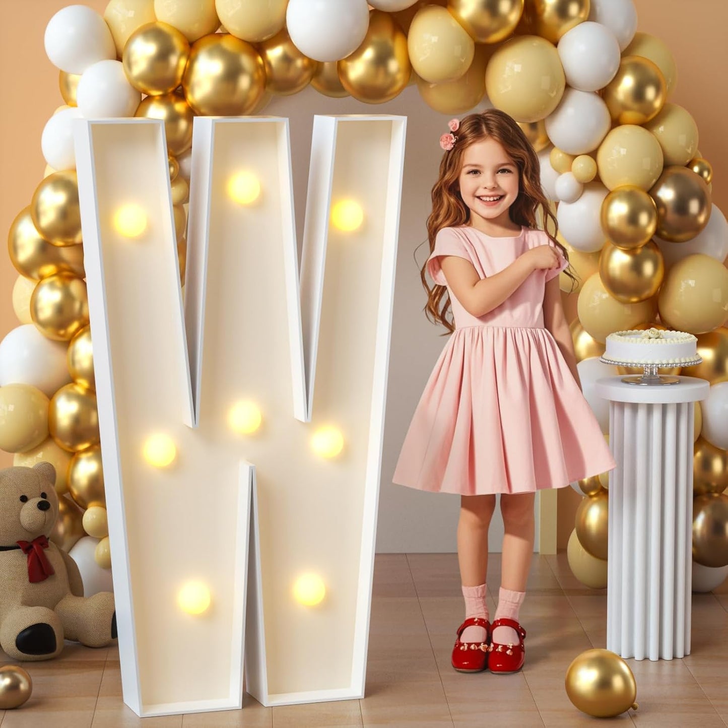 imprsv Marquee Light Up Letters, 3FT Mosaic Letters with Light for Baby Shower Graduation Party Decor, Large W for Engagement Wedding Party Decorations (Need to Assemble)