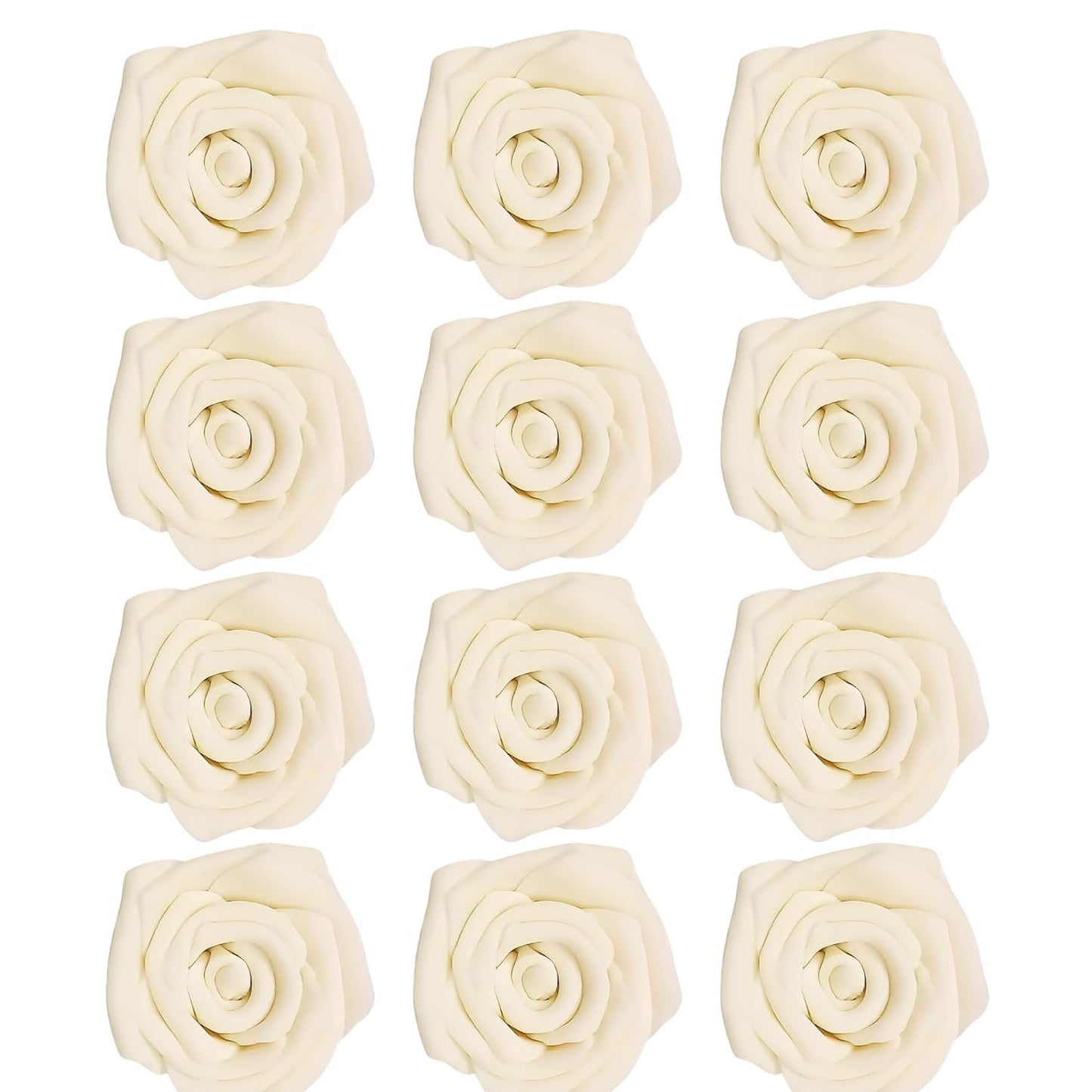 Confect Edible Ivory Rose Toppers – 12-Pack Classic Pearl Edible Roses for Cake, Cupcake Decorating – Elegant Floral Toppers for Desserts- Vegan, Nut-Free, Soy-Free, Dairy-Free, Palm Oil-Free