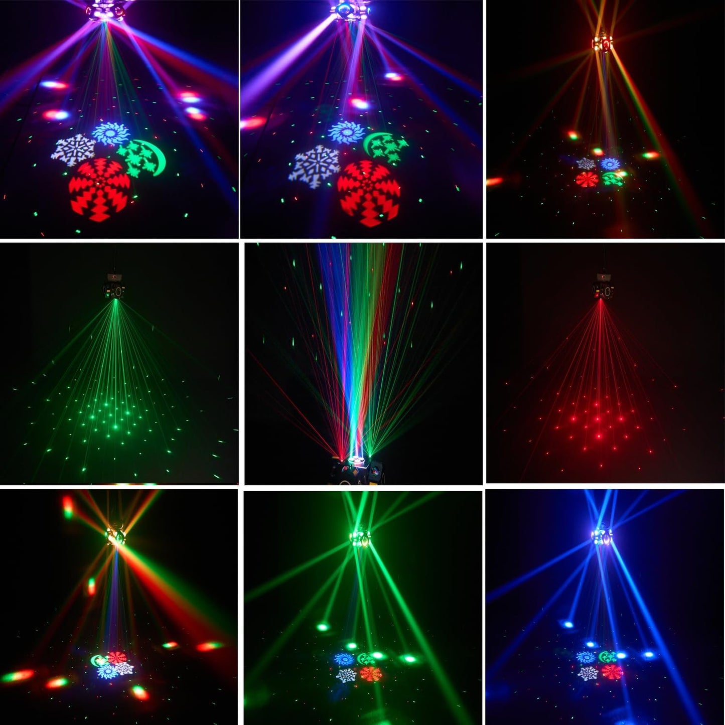 Moving Head DJ Lights 180W LED with 4 Rotating Head,16X10W RGBW 4-in-1 Multiple Effects Changing，21CH DMX-512/Sound Activated for Christmas KTV Wedding