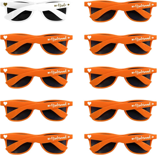 LADY&HOME 10 Pack Bachelorette Sunglasses,Bride Bridesmaid Sunglasses for Bachelorette Party Favors Bridesmaid Proposal Gifts (Terracotta)