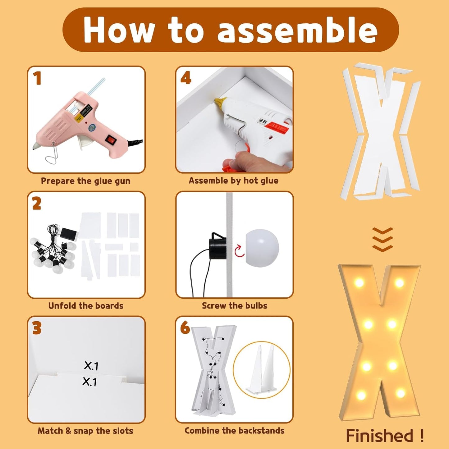 imprsv Marquee Light Up Letters, 3FT Mosaic Letters with Light for Baby Shower Graduation Party Decor, Large X for Engagement Wedding Party Decorations (Need to Assemble)