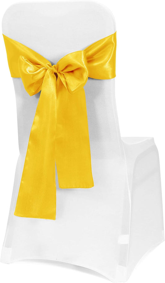 Obstal 50 PCS Satin Chair Sashes Bows for Wedding Reception- Universal Chair Cover Back Tie Supplies for Banquet, Party, Hotel Event Decorations
