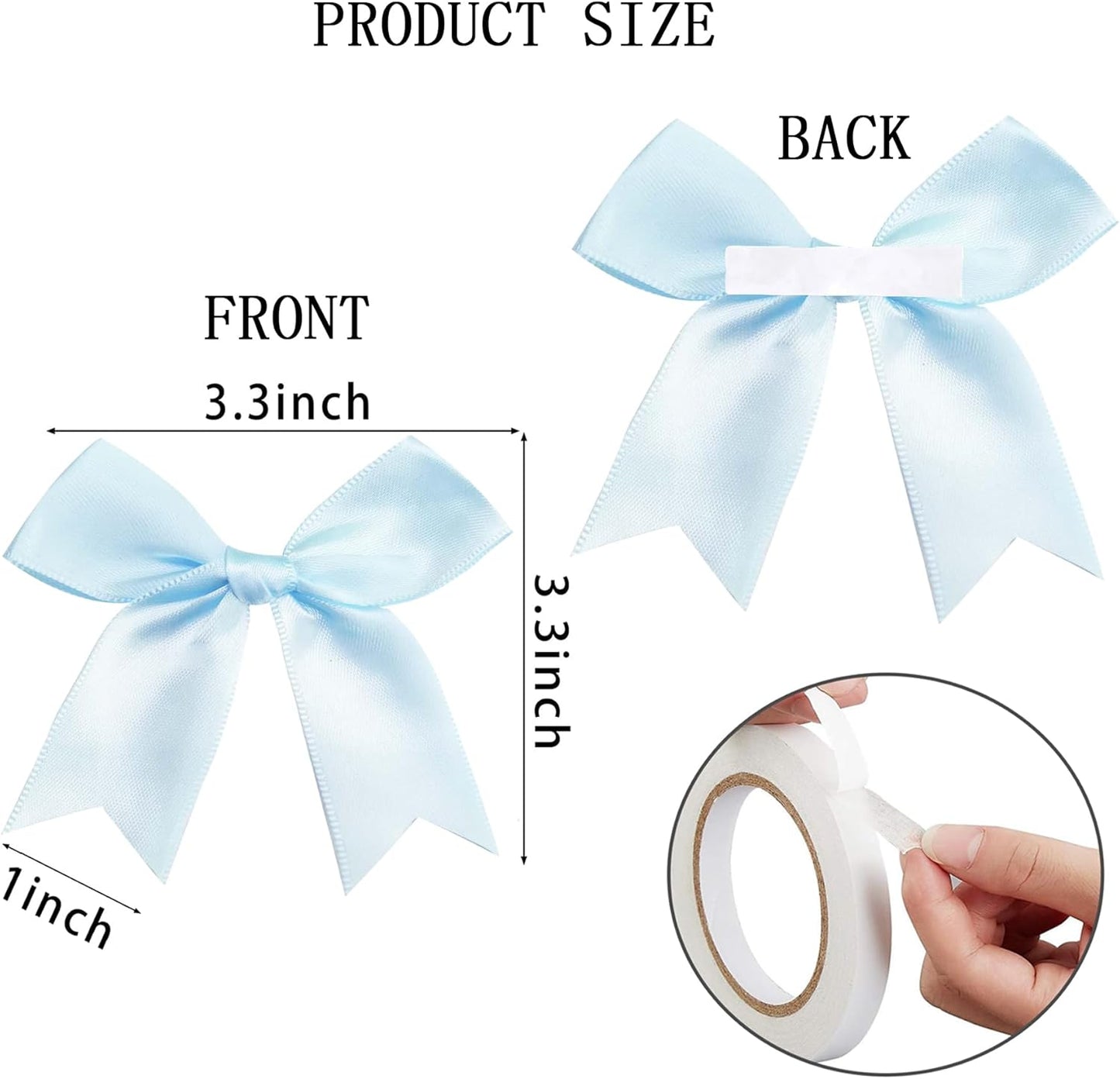 50 Pieces Gift Wrap Bows Premium Satin Ribbon Bows 3.3 Inch Craft Bows for Gift Wrapping DIY Treat Bags Holiday Gifts Bag Party Decorations, Wedding Decor Christmas Birthday Presents (Light Blue)