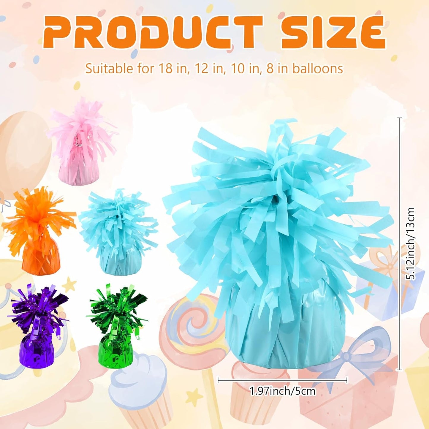 6 Pack Baby Blue Balloon Weights Metallic Holder Anchors Balloon Holder Weights for for Birthday 2025 Graduation Party Christmas Wedding Celebration Decoration (Baby Blue)